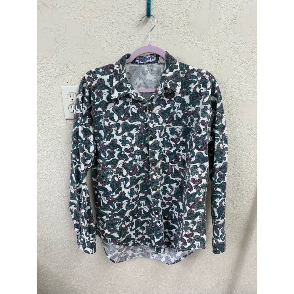 Vintage 90s Permit Brand Paisley Button Up Shirt Men's Medium